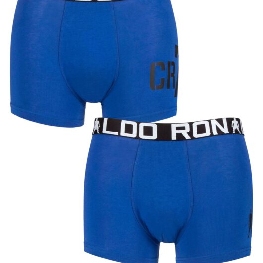 Boys 2 Pack CR7 Cotton Boxer Shorts Blue/Black CR7 13-15 Years