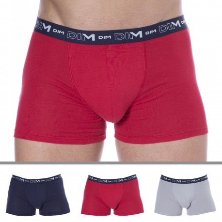 DIM 3-Pack Coton Stretch Boxer Briefs - Navy - Red - Steel