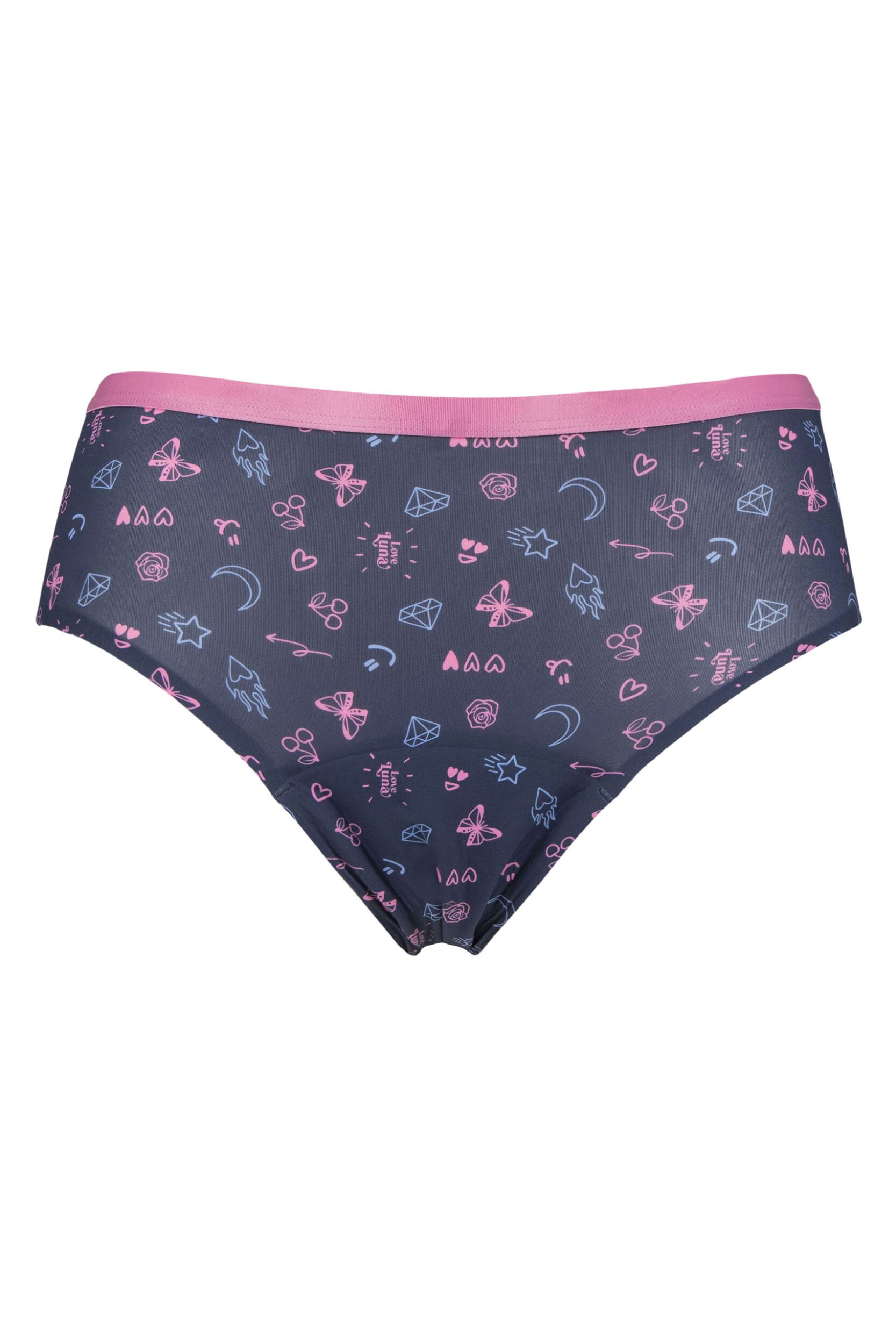 Love Luna 1 Pack Women's Eco Recycled Period Midi Brief Denim 10-12 UK