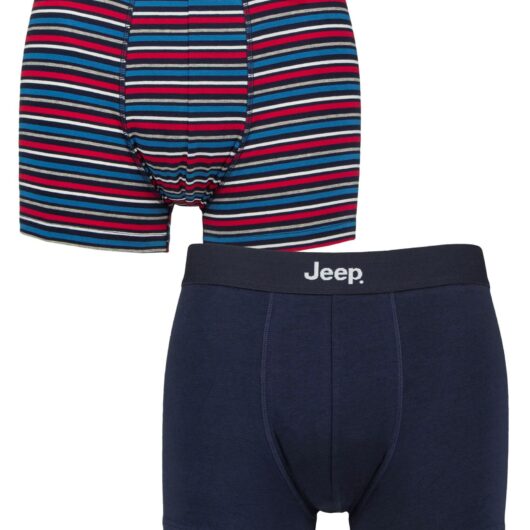 Mens 2 Pack Jeep Cotton Fitted Trunks Navy / Blue XL