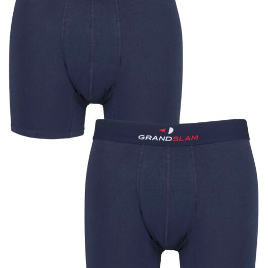 Mens 2 Pair GRANDSLAM Shaped Pouch Cotton Trunks Navy S