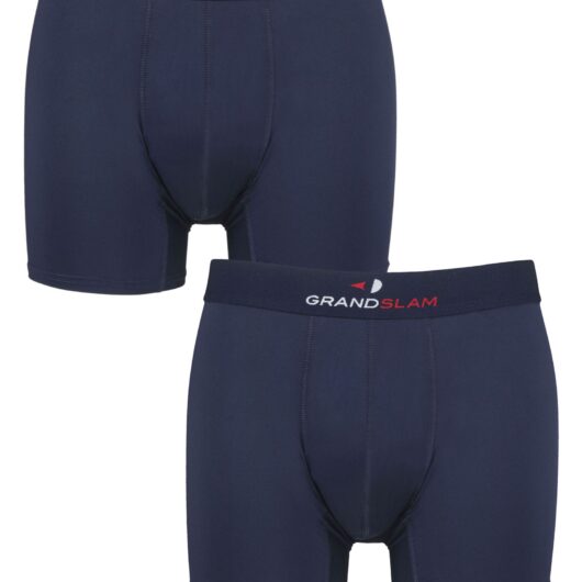 Mens 2 Pair GRANDSLAM Shaped Pouch Microfibre Trunks Navy S