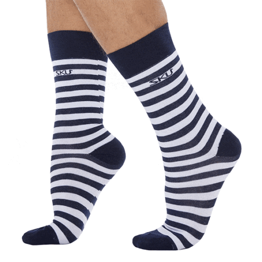 SKU Sailor Dress Socks - Navy Blue - White
