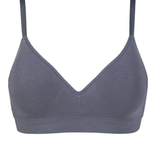 Women's 1 Pack Ambra Organic Cotton Wirefree Bra Underwear Steel UK 12-14