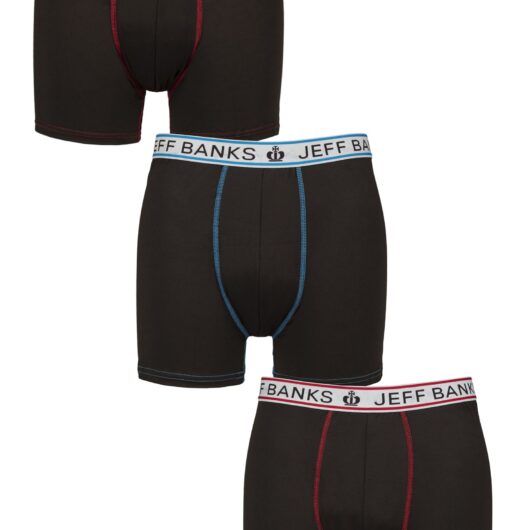 Mens 3 Pack Jeff Banks Sports Underwear Black Blue / Red L