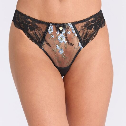 Boux Avenue Paisley embroidered thong - Black & Blue - 06