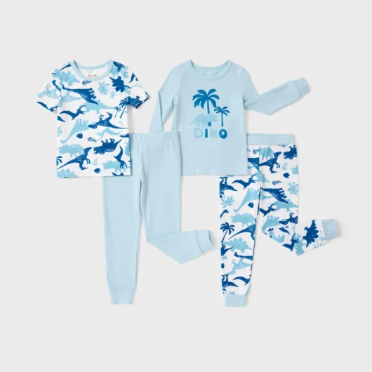 Toddler / Kids Pajamas with Organic Cotton ( 4-piece Snug-Fitting )