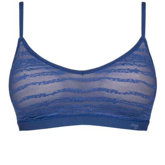 Womens 1 Pack Sloggi FREE Evolve Lace Push-Up Bra Blue Sapphire S/M