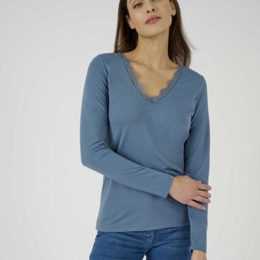 Damart Thermolactyl Long Sleeve Lace Trim T-shirt