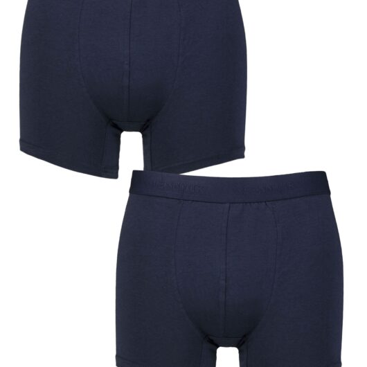 Mens 2 Pack Glenmuir Cotton and Modal Blend Trunks Navy M