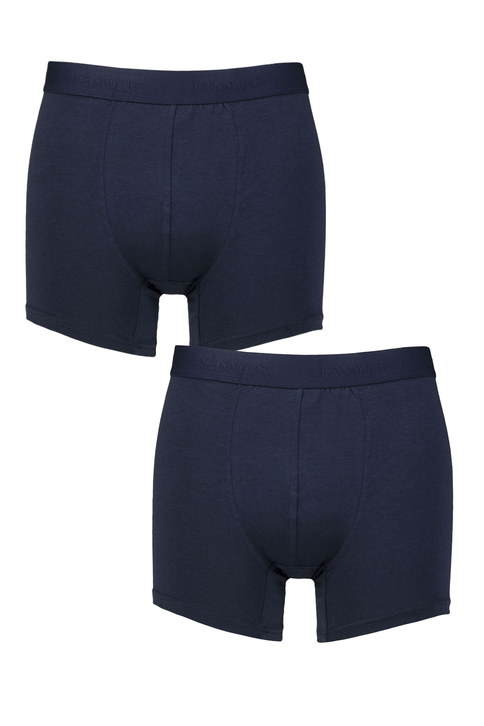 Mens 2 Pack Glenmuir Cotton and Modal Blend Trunks Navy S