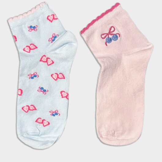 Boux Avenue 2 pack breakfast print midi sock - Blue Mix - OS