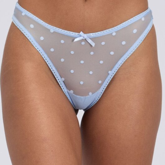 Boux Avenue Bella polka dot mesh thong - Powder Blue - 06