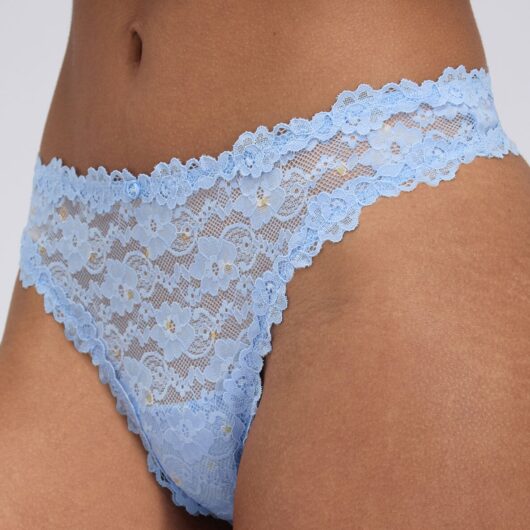 Boux Avenue Brooke floral lace thong - Powder Blue - 06