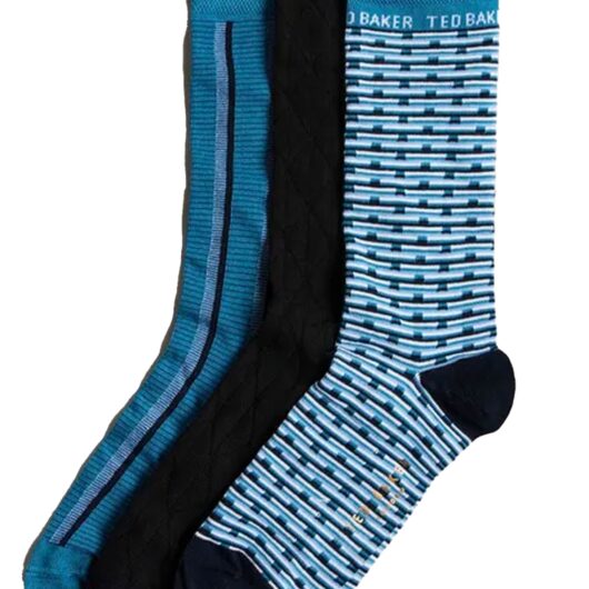 Ted Baker | Mens Crew Socks 3 Pack Gift Set - Blue / One Size
