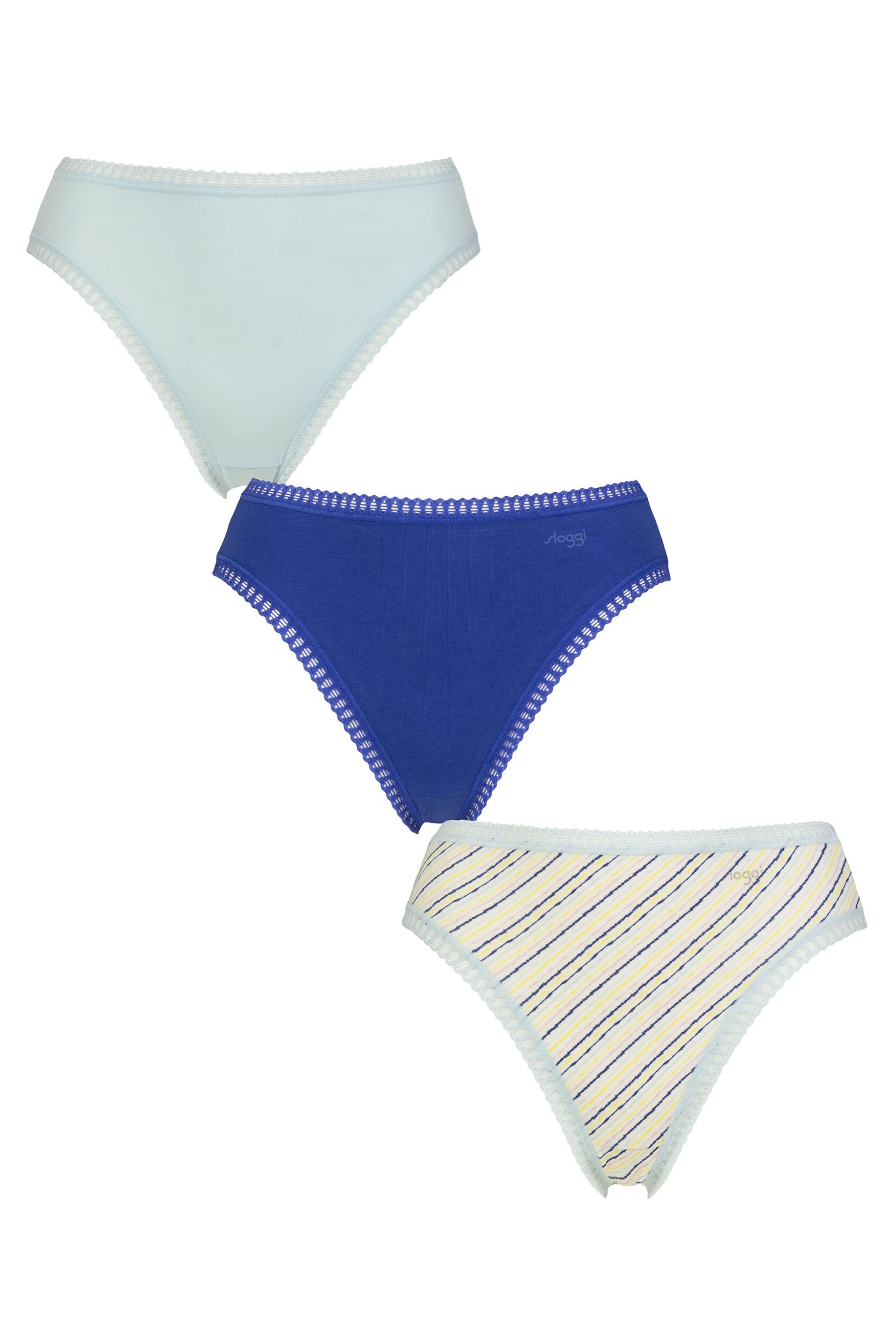 Women's 3 Pack Sloggi Go Crush High Leg Briefs Blue Extra Large