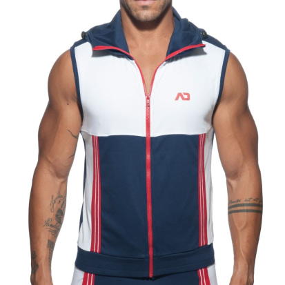 Addicted AD Sleeveless Hoody - Navy - White