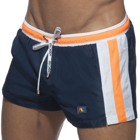 Addicted Basic Stripes Swim Short - Navy