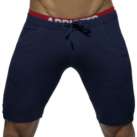 Addicted Combined Waistband Knee Pants - Navy
