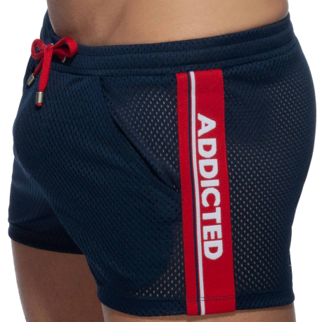 Addicted Waistband Mesh Shorts - Navy
