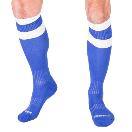 Barcode Football Knee Socks - Royal - White