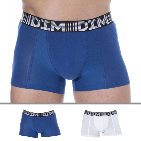 DIM 2-Pack 3D Flex Air Boxer Briefs - Steel Blue - White