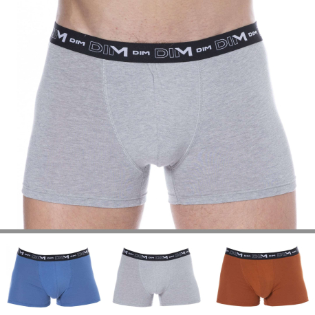 DIM 3-Pack Coton Stretch Boxer Briefs - Grey - Brown - Blue