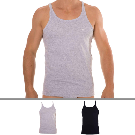 Emporio Armani 2-Pack Pure Cotton Tank Tops - Navy - Grey