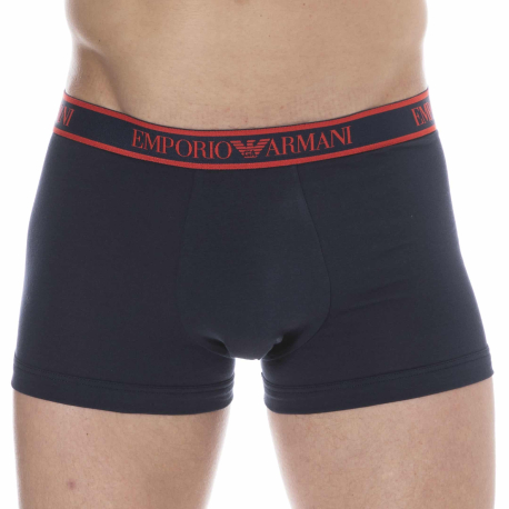 Emporio Armani Core Logoband Cotton Boxer Briefs - Navy - Red