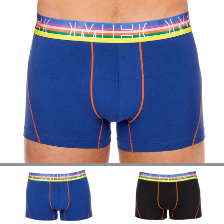HOM 2-Pack Carl Cotton Boxer Briefs - Black - Blue