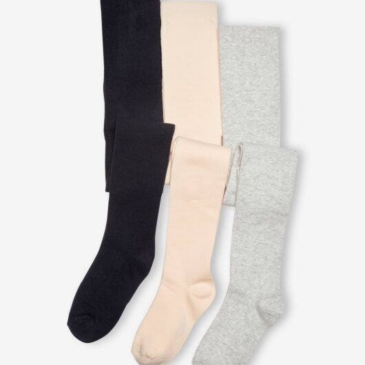 Pack of 3 Pairs of Tights for Girls blue dark two color/multicol