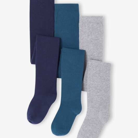 Pack of 3 Pairs of Tights for Girls navy blue