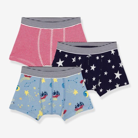 Pack of 3 Printed Cotton Boxers for Boys blue