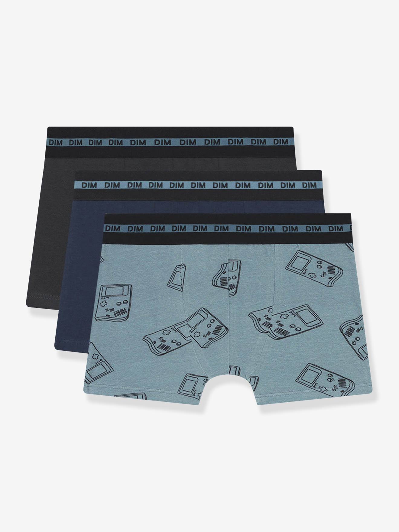Pack of 3 boys' boxers with gameboy pattern Ecodim grey