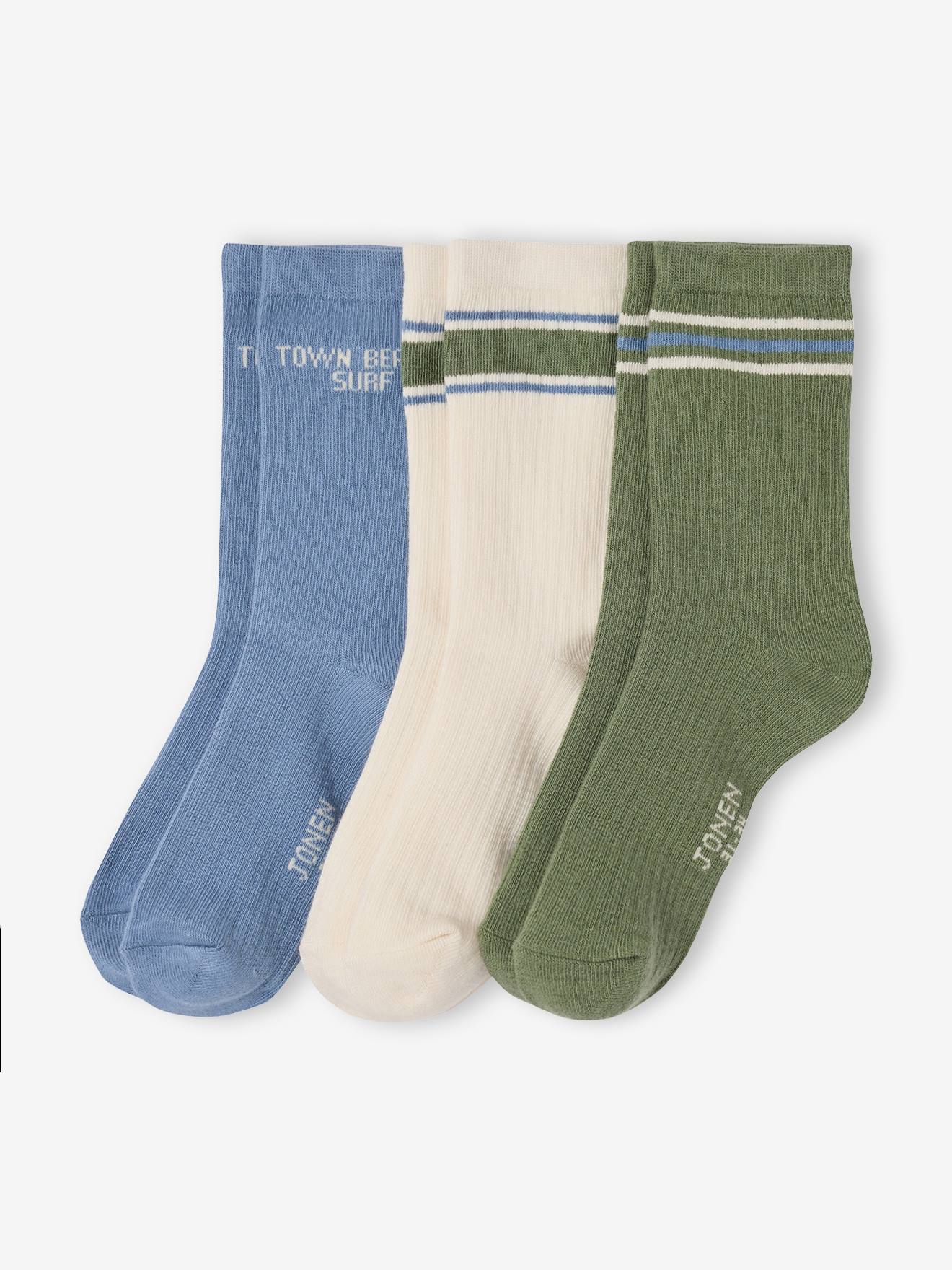 Pack of 3 boys' socks grey blue