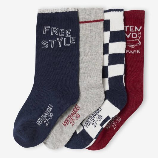Pack of 4 Pairs of "Skate" Socks for Boys navy blue