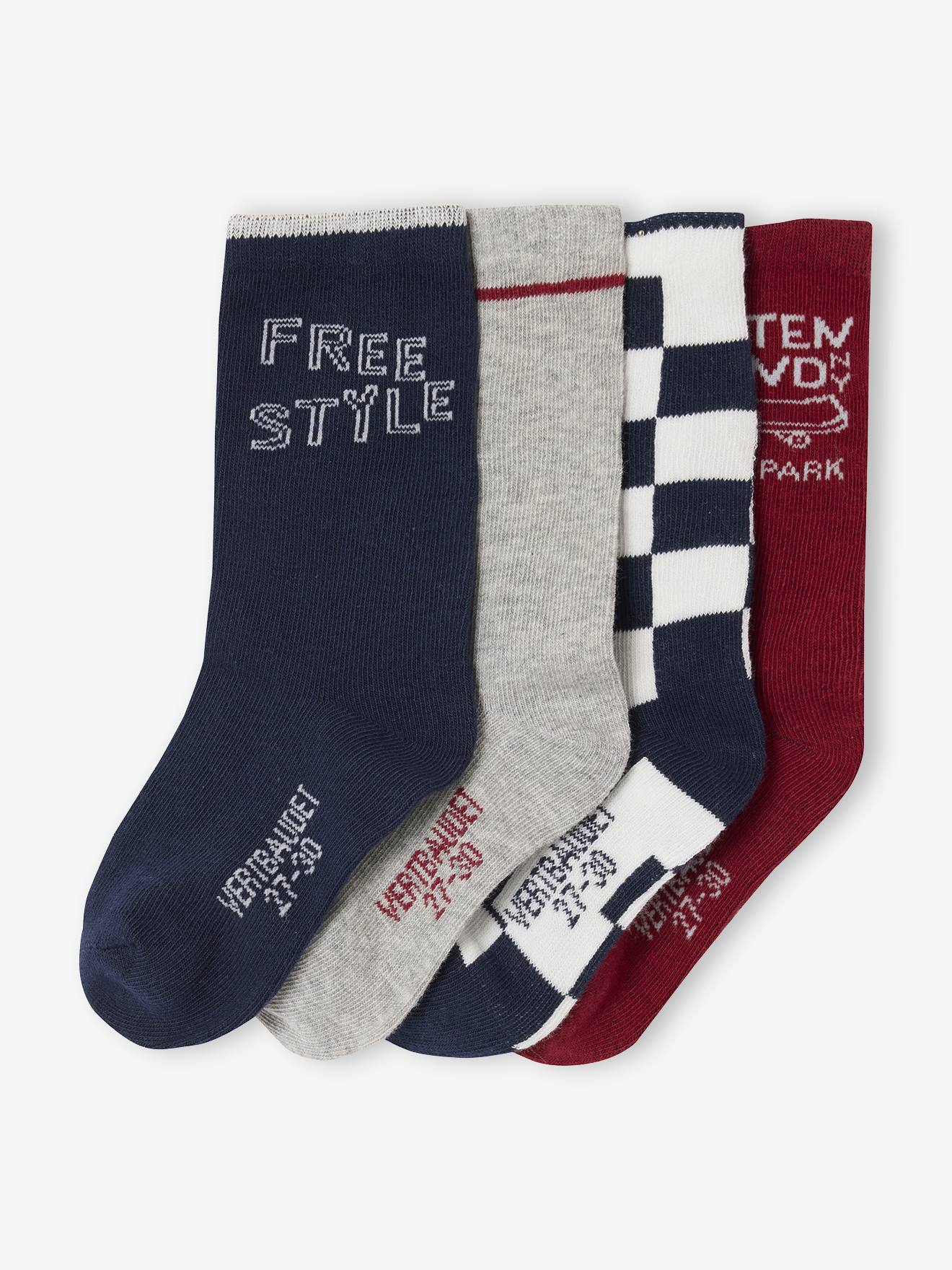 Pack of 4 Pairs of "Skate" Socks for Boys navy blue