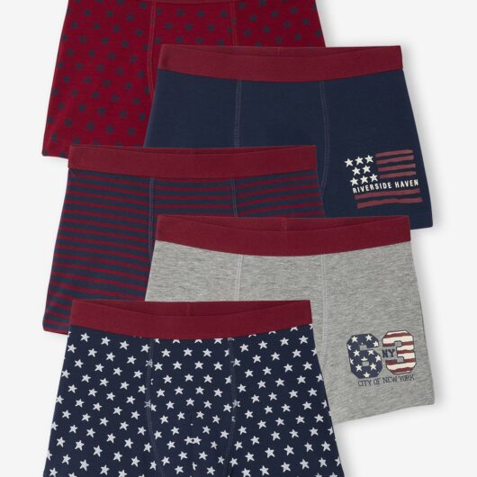 Pack of 5 Flag Boxer Shorts for Boys navy blue