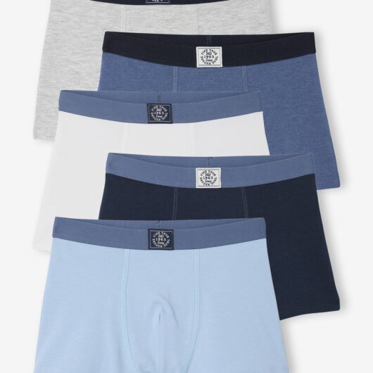 Pack of 5 Plain Boxers for Boys blue