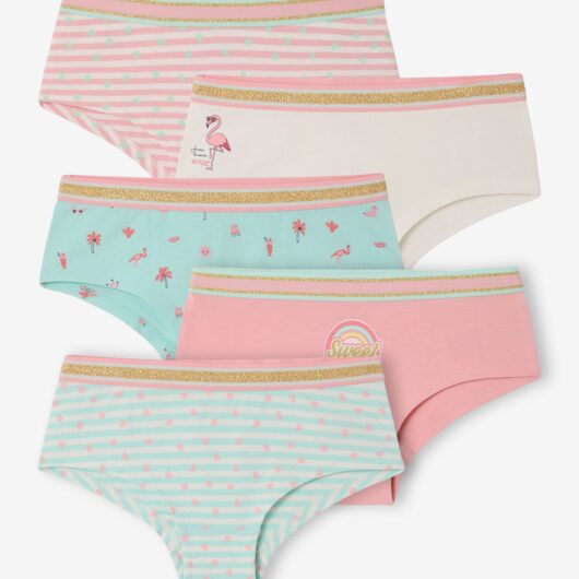 Pack of 5 Shorties for Girls blue light all over printed