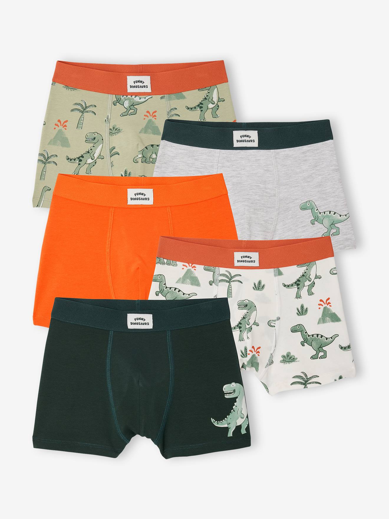 Pack of 5 dino boxers ink blue