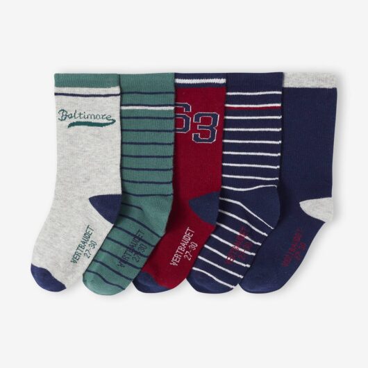 Pack of 5 pairs of "Baltimore" socks for boys ink blue