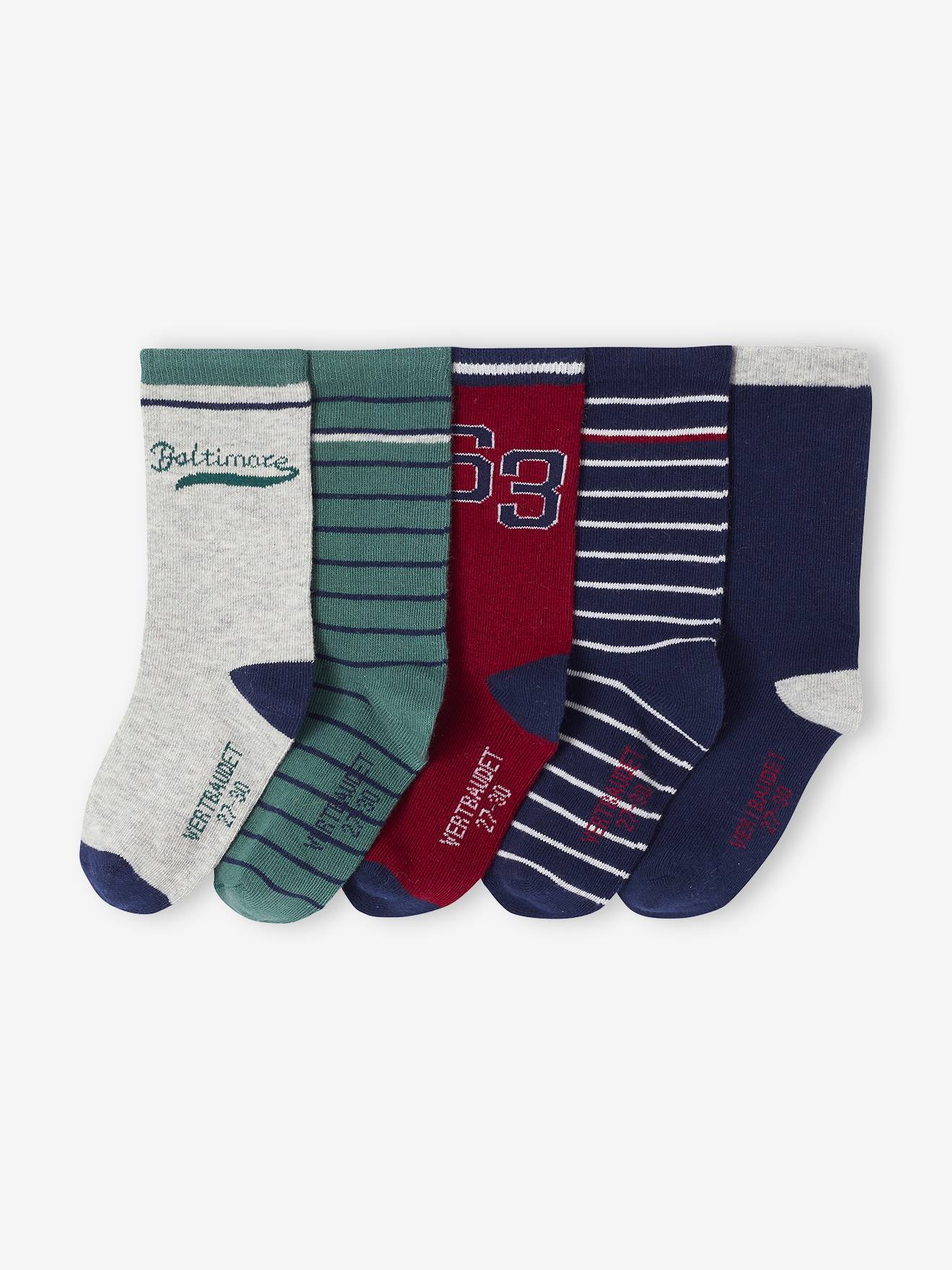 Pack of 5 pairs of "Baltimore" socks for boys ink blue