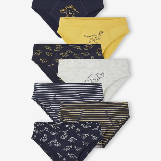 Pack of 7 Dino Briefs for Boys navy blue