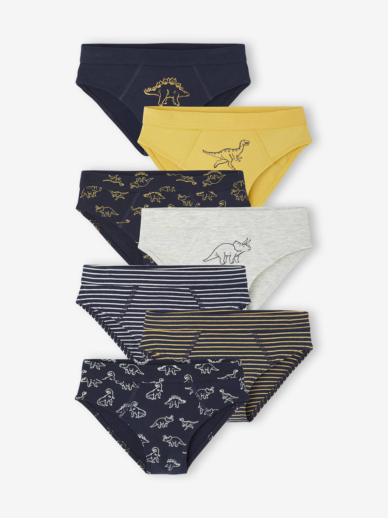Pack of 7 Dino Briefs for Boys navy blue