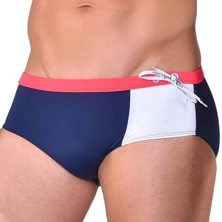 Roberto Lucca Swim Briefs - Navy - White - Red