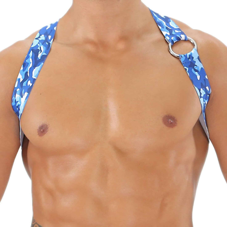 TOF Paris Party Boy Elastic Harness - Blue Camouflage