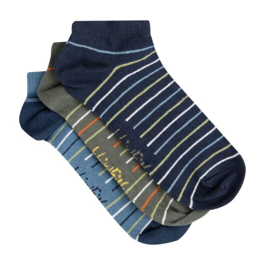 Weird Fish Rolph Trainer Socks 3 Pack Washed Blue Size 7-11