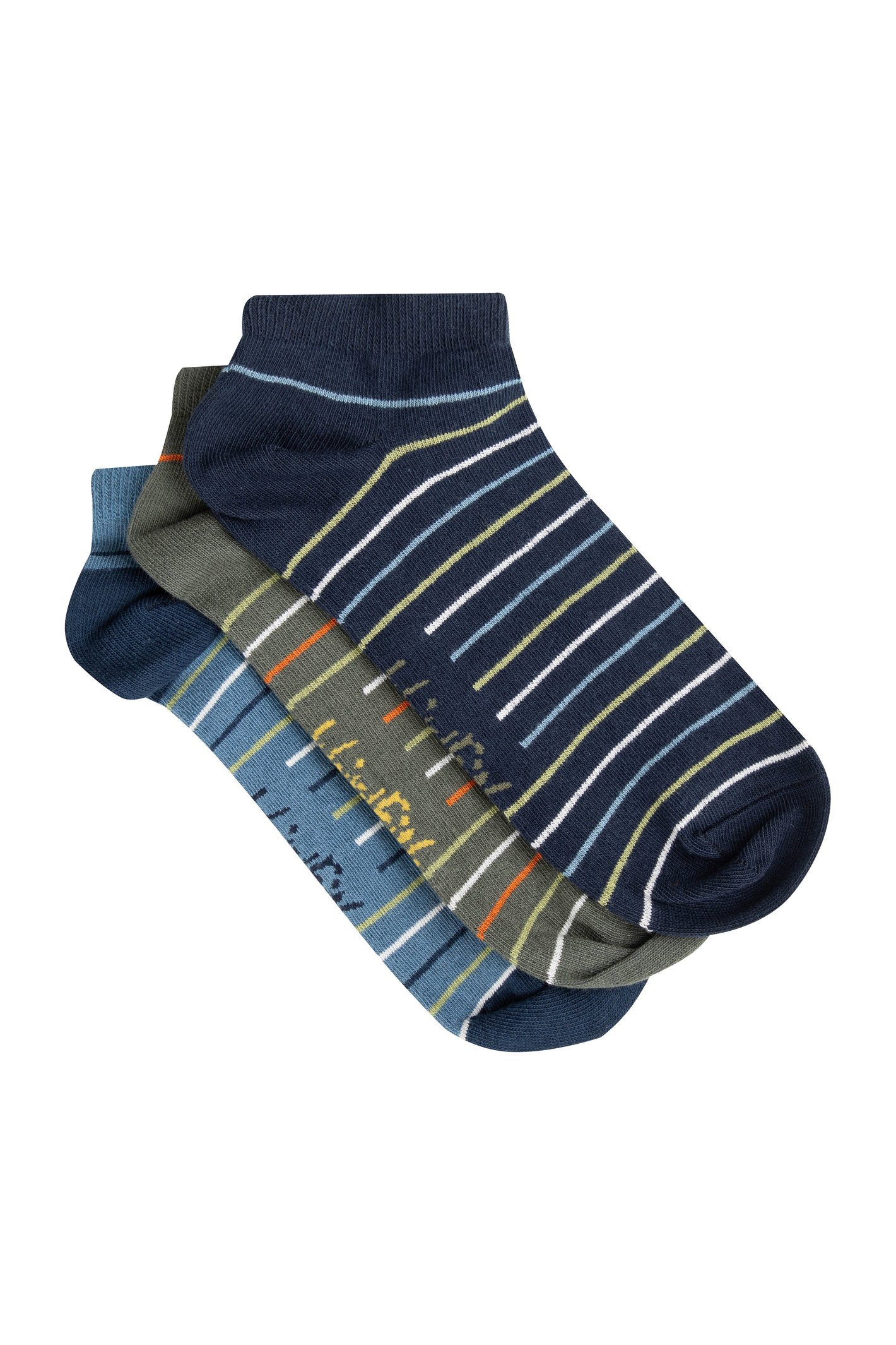 Weird Fish Rolph Trainer Socks 3 Pack Washed Blue Size 7-11