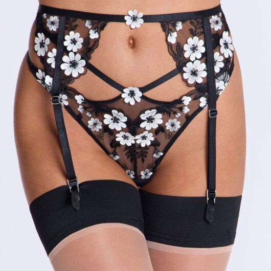 Boux Avenue Eladie embroidered suspender belt - Black & White - 06